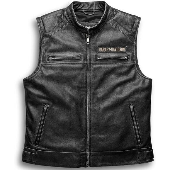 Harley HD Men’s Passing Link Leather Biker VestMotorcycle Road Warrior Size 5X